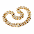 Iced out Cuban link chain gold necklace with diamond accents