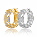 Iced out hoop earrings gold and silver CZ diamonds