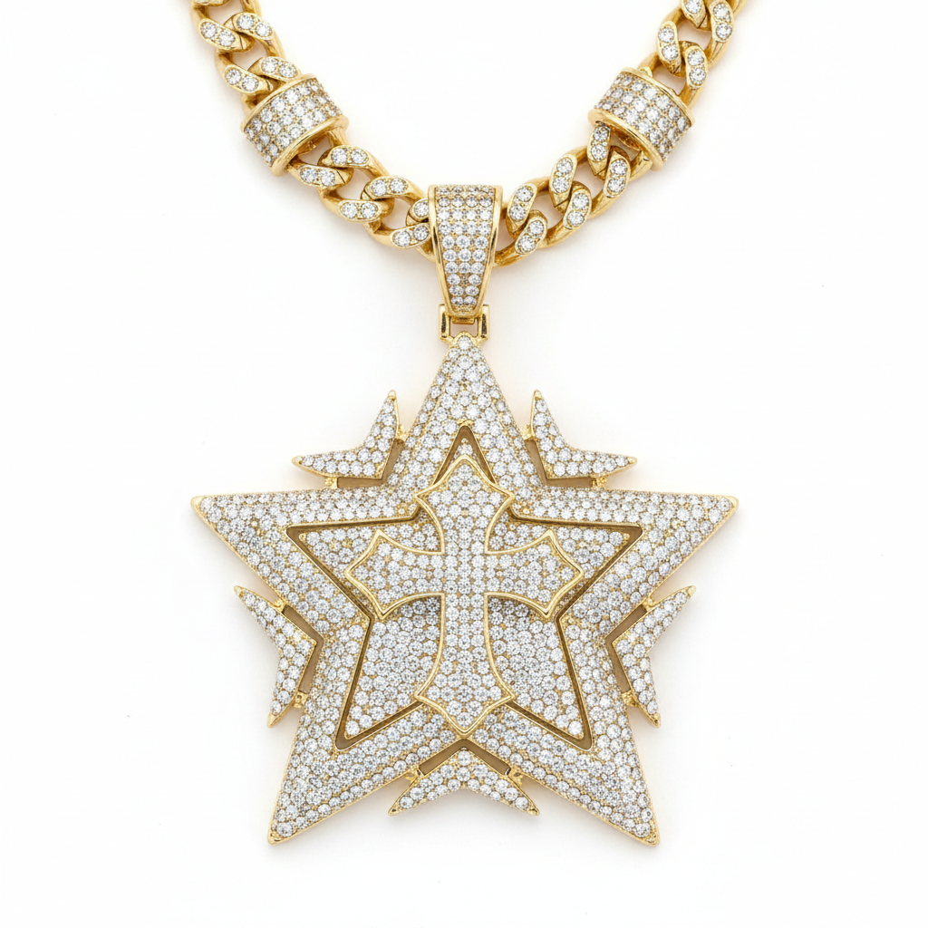 Iced out diamond pendant gold hip-hop jewelry